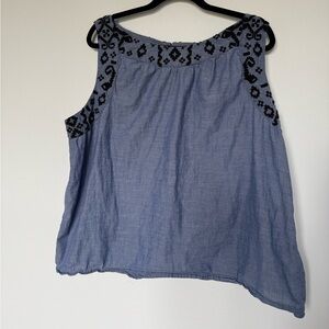 Old Navy Blue Top with Black Embroidery